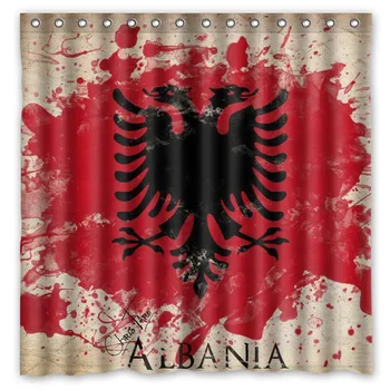 Vlajka albánie Nepromokavé Polyesterové Tkaniny Sprchový Závěs Koupel, Koupání, Koupelna Záclony s Háčky Home Decor