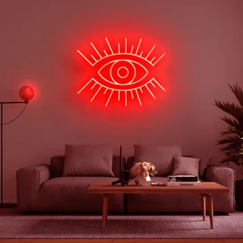Vlastní Očí Nápis, Logo Led Vizuální Bar Stěnu Světlo Nahoru Znamení Neon Dekor Neonlamp pro Pokoj