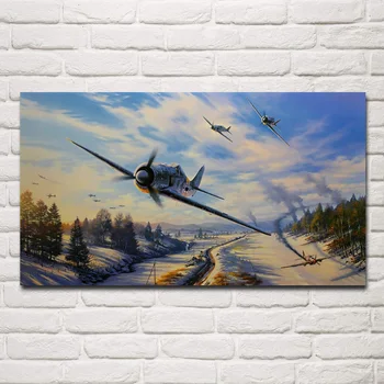 Vojenská letecká bitva letadel stíhací obývací pokoj dekorace domů wall art dekor dřeva, rám, textilie, plakáty KF794