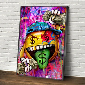 Vydělat Peníze Kresby Graffiti Dolarů Jazyk olejomalby na Plátno, Zeď Umění, Malba, Obrazy pro Moderní Obývací Pokoj Cuadros