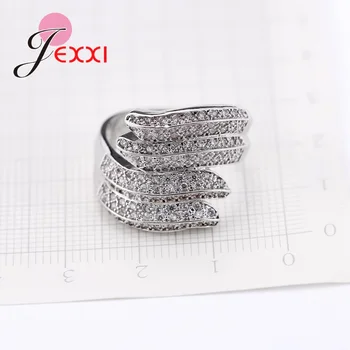 Vánoční Hot Prodej 925 Sterling Silver Ring Pro Ženy Lesklé Crystal Módní Šperky Zásnubní Snubní Prsteny Velikost 6-10
