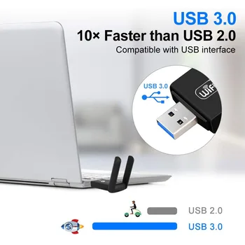 Wifi Adaptér 1200Mbps 2.4 G 5G Dual Band Wi-fi USB3.0 w/ CD Ovladače LAN Ethernet 1200M Síťová Karta Wireless USB Dongle Anténa