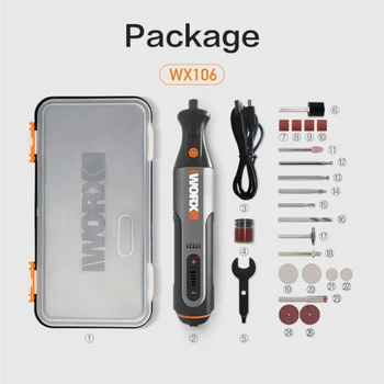 Worx 4V/8V Rotační Nástroj USB Nabíječka WX106/WX750 Bezdrátový Mini Rytí, Broušení, Leštění Stroj Variabilní Rychlost elektrické Nářadí+ACC