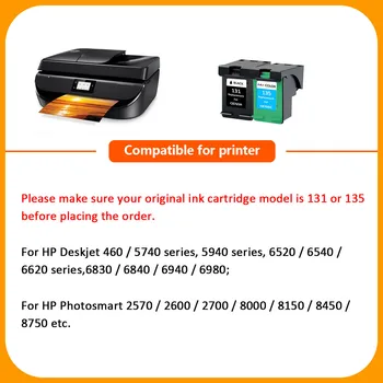 XiangYufor HP131 Inkoustové Kazety forHP 131 134 pro 460/5743/5940/6940/2573/8753/1600/2350/2355/6520/2570/2600/2700/8000/8150/6620