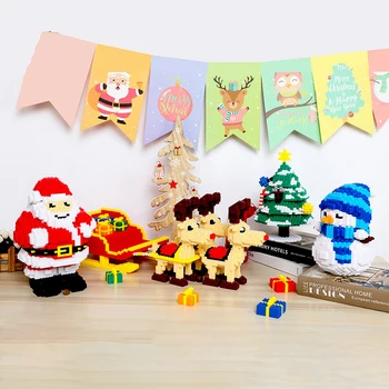 Xizai Veselé Vánoční Dárek Santa Claus Sněhulák Strom, Losů, Sobů Zvířat Sáně 3D Model Mini Stavební Bloky, Cihly Hračky bez Krabice