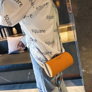 YBYT 2020 módní kulatý mini crossbody tašky pro ženy, nubuk PU kůže lady válec kabelky hotsale řetězce dívky taška přes rameno