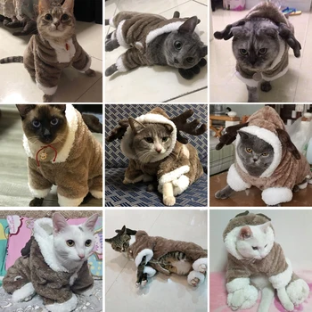Zimní Zahustit Pet Kočka Oblečení Pro Kočky Teplý Fleece Kočka Kostýmy Vánoční Kotě Kitty Kombinézy Kočka Kabát Bunda Domácí Oblečení