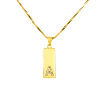 Zlatý Původní Jméno Náhrdelník s Přívěsek Písmeno Dárek Šperky 2021 CZ Crystal Dlouhé Luxusní Dámské Dopis Náhrdelník collier prenom