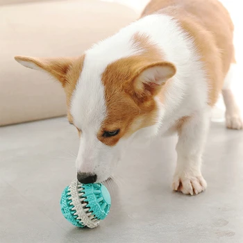 Zubní Masážní Míček pro Psy, Otočný Čištění Zubů Hračky, Non-Toxické Přírodní Gumový Míč, 7,5 cm v Průměru