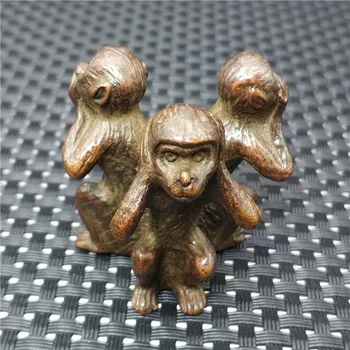 Zvěrokruh zvíře socha čisté mědi, řezba socha opice opičí král dekorace dárek buddhistické tři opice feng shui bronzové auto