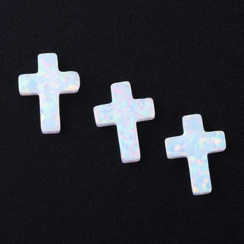 ZY Šperky Ženy Lab Vytvořili Opál Kámen 9x12mm OP17 Kříž ve Tvaru Syntetické Bílé Opál