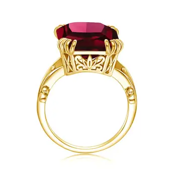 Červený Rubín květinové Prsten 925 Mincovní Stříbro 14K Zlaté Prsteny Pro Ženy, Svatební Zásnubní Šperky Stříbro 925 Šperky Klasické Anillos