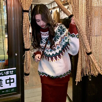 Ženy vánocích pletený Svetr na Podzim a v zimě volné korejský styl ženy tlusté teplé Svetry a pulovry, dámské (C8649)