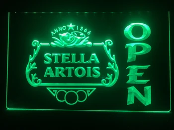 040 - Stella Artois OTEVŘÍT Pivo Bar LED Neonové Světlo Znamení