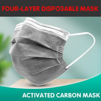 10-200ks 4 Vrstvy Masku na Jedno použití Uhlíkový Filtr Šedá Bílá Barva Ústa Masky pro Dospělé Na Čase Použít S Rychlé dodání Dodání