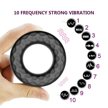 10 Frekvence Erekce pojistný Kroužek Vibrační Penis Prsten USB Dobíjecí Cock Ring Zpoždění Ejakulace Silikonové Sexuální Hračky pro Muže