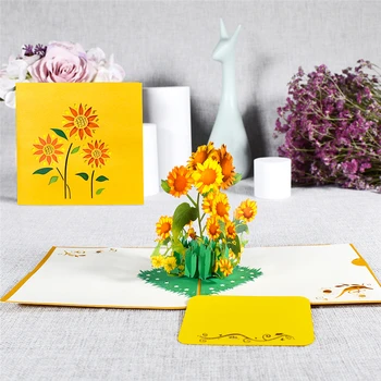 10 Pack Pop-Up Květina Karta 3D Slunečnice Pohlednice pro Valentinky Den No Den Matek, Narozeniny, Výročí Velkoobchod