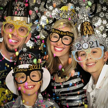 12ks 2021 nový rok eve party dodávky rámu brýlí foto rekvizity, šťastný newyear papírové brýle rám zrcadla rodinný dům dekorace
