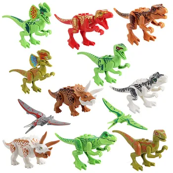 12ks/set Jurský Dinosaur Play Set Stavební Blok Hračka, Děti Sestavit Zvířecí Bloky World Park Cihly Model Hračky Pro Chlapce