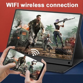 15.6 Wifi Bezdrátový Bateriový Přenosný Monitor Airplay Hráče pro Iphone, Huawei, Xiaomi telefonu Hraní PS4 Spínač Xbox Monitoru Počítače