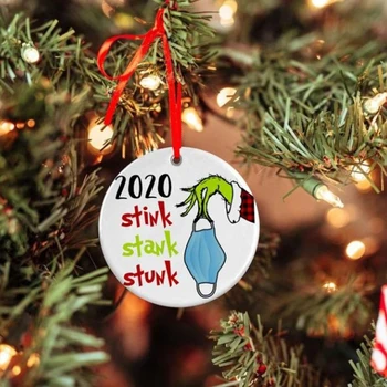 1ks 2020 Kolo Grinch, Vánoční Dekorace Ornament Dárek, Ruční práce pro Doma
