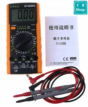 1KS DT-9205A Digitální LCD AC/DC Ampérmetr Odpor Kapacitní Tester Multimetr DT9205A