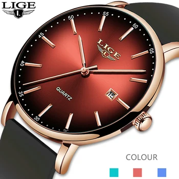 2020 Kreativní Hodinky Muži LIGE Top Značky Módní Luxusní Quartz Hodinky Pánské Vodotěsné Silikonové Popruh Muž Sportovní náramkové Hodinky Reloj