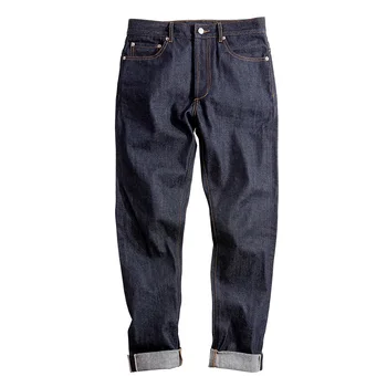 2020 Nové Velké & Vysoký Regular Fit Propnutá Noha Syrové Okraje Denim Jeans men Tmavě Modrá