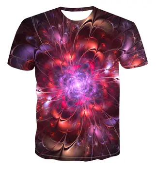 2020 Trendy módní tričko ve tmě svítí psychedelické 3D tisk pánské krátký rukáv letní streetwear casual T-shirt