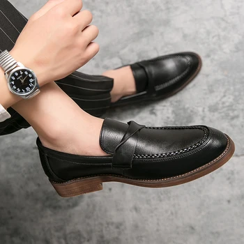 2020 Šaty, Pánské boty Nové módní Oxfordy formální boty skluzu na Ruční šití kolo toe byty volný čas, podnikání obuv plus velikosti