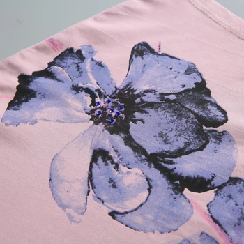2021 bavlna diamantů květinové tisk t košile ženy 4XL modis letní top s krátkým rukávem graphic tees volné tričko tee shirt femme