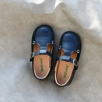 2021 Pravé Kůže Dívky ležérní boty Jaře a na podzim Děti školní boty Hovězí kůže chlapci kožené boty Dětské měkké boty