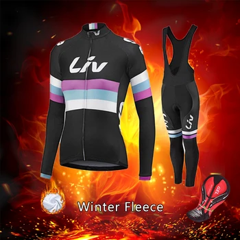 2021 Ženy Módní Zimní Silniční Kolo Oblečení BIB Šaty LIV Tepelné Rouno Cyklistický Dres Sada Ženské Cyklistické Oblečení MTB Oblek Kit