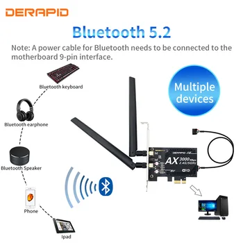 3000Mbps WiFi6E Intel AX210 Bluetooth 5.2 Dual Band 2,4 ghz/5GHz WiFi Karta 802.11 AX,/AC PCI Express Bezdrátové Síťové Karty Adaptér PC
