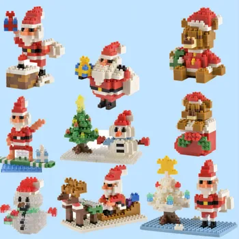 385pcs+ Vánoční Santa Claus Stavební Bloky Hračky Sněhulák Obrázek Medvěda Osazení Mini Cihly Hračky pro Děti Vánoční Dárek