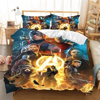 3D Queen King size Ložní prádlo Set The Avengers Super Hrdina Kapitán Amerika Peřinu Sady Bedcloth s Polštáře Domácí Textil