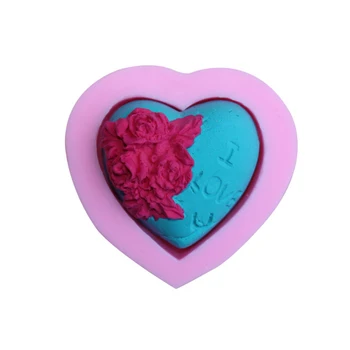 3D Rose Květy MILUJU TĚ, Silikonové Mýdlo Srdce, Formy Pro Ručně Dort Formy Doy Fondant Pečení Nástroje, Pryskyřice Řemesla Čokoládové Formy