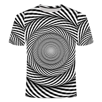 3DT tričko mužů a žen psychedelic T-shirt tisk závratě T-shirt ležérní černé díry tisk černé tričko