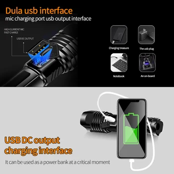 450000LM XHP100 výkonný taktická svítilna USB nabíjecí 18650 26650 super výkonný baterku xhp90 xhp70 xhp50 lucerna