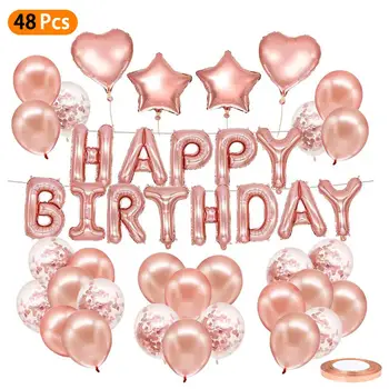 48pcs Happy Birthday, Dekorace, Balónky Rose Gold Dopis Fóliové Balónky Narozeniny, Party Dekorace Globos Balóny Anniversaire