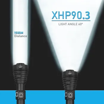 500000LM xhp90.3 nejvýkonnější led svítilna Pochodeň Usb Xhp50 Dobíjecí Taktické Baterky 18650 nebo 26650 Ruční Svítilna Xhp70