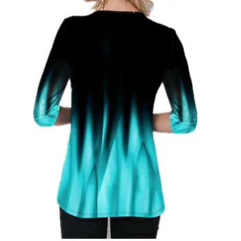 5XL Velké Velikosti Dámské Topy Ležérní Streetwear V-Neck Loose T Shirt Ženy Gradient Cross Ženy T Košile Jaře Roku 2021 Nové Oblečení