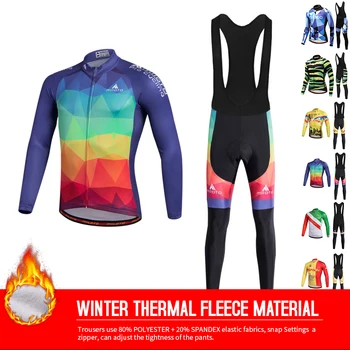 6 styl 2020 nové Zimní Fleece Tepelné Cyklistika Jersey+Bib Kalhoty Sady Maillot Ropa Ciclismo Mtb Bike Team Nosit Cyklistické Oblečení