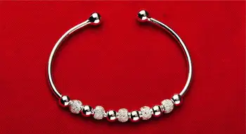 925 sterling silver módní lucky koule dámy'bangles šperky velkoobchodní žádné vyblednutí ženy levné náramek drop shipping