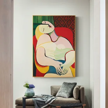 Abstraktní Snění Žena Plátno, Plakáty Picasso Reprodukce Slavných Uměleckých Impresionistické Zeď Obrázky pro Obývací Pokoj Dekor