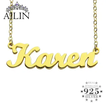 AILIN 925 Sterling Silver Jméno Náhrdelník 18K Gold Á Vlastní Náhrdelníky Ženy Personalizované Šperky Dárky Pro Matku Přítelkyně