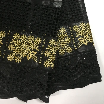 Alisa francouzské bazin riche africké tkaniny 2020 vysoce kvalitní černé vyšívané s kameny, dutý out design 5 yardů/ks pro šití