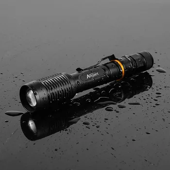 Anjoet výkonná svítilna zoomovatelný lucerna 5000LM XM-T6 LED Vodotěsné Osvětlení Taktická Policejní LED Svítilny Kolo světlomet 18650