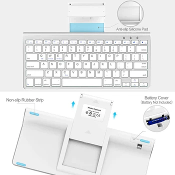 AVATTO 78 Klíče Ultra Slim Bluetooth 3.0 Bezdrátová Mini Klávesnice s Stojan Držák pro Tablet ipad, iphone, Desktop, Notebook, PC