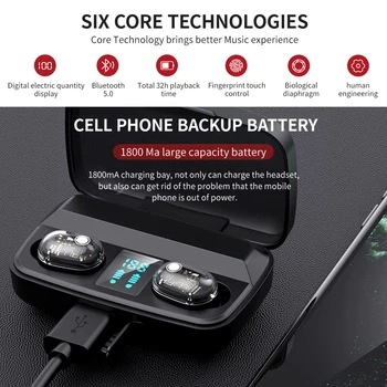 Bezdrátové 5.0 Bluetooth Sluchátka 1800mAh Nabíjecí Box 9D Stereo Sluchátka Sportovní Vodotěsná Sluchátka Herní Sluchátka S Mikrofonem